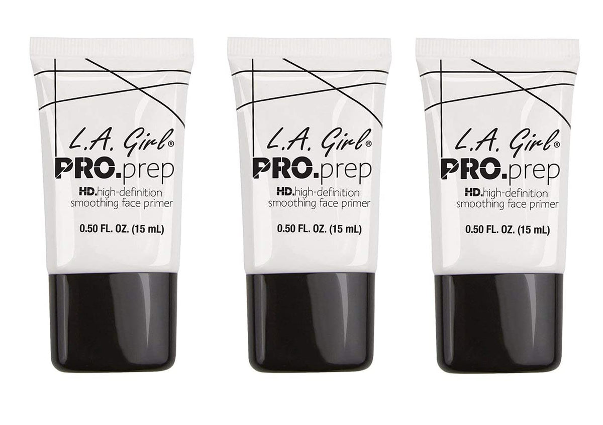L.A. Girl High Definition Smoothing Primer front view pack 3 smooths pores before makeup.