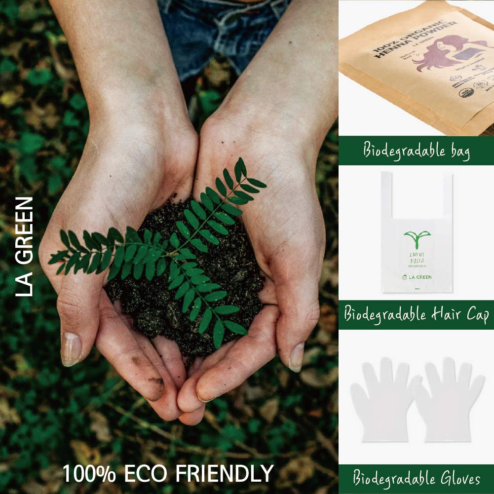 LA GREEN henna powder color shade on hair matches natural tones for subtle results