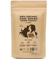 LA GREEN henna powder packaging highlights pure organic formula for natural hair color
