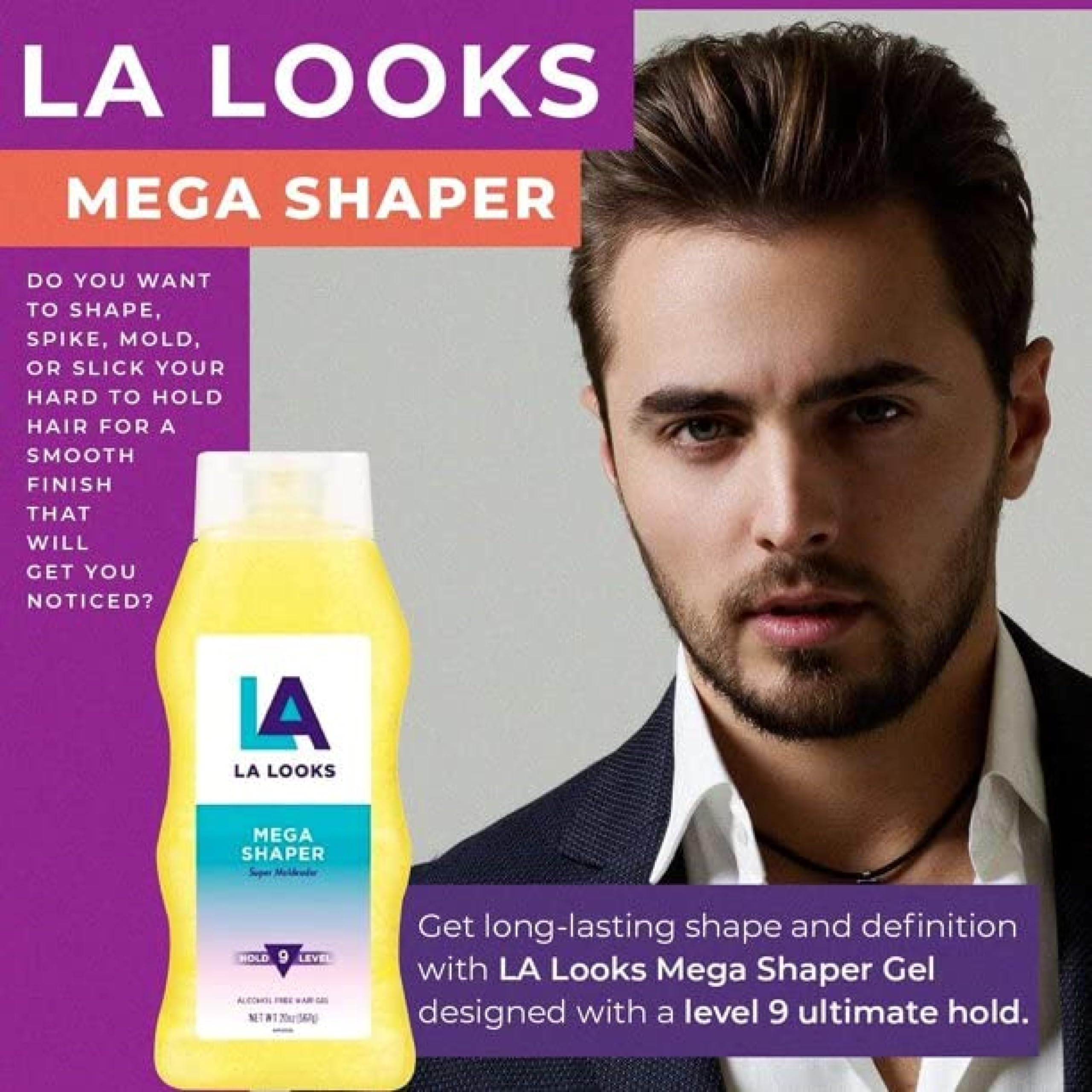 L.A. Looks Mega Mega Hold gel on hand enables quick styling control.