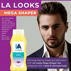 L.A. Looks Mega Mega Hold gel on hand enables quick styling control.