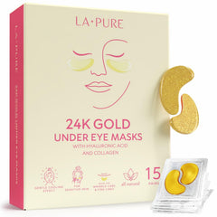 LA PURE 24k gold under-eye patch packaging for spa-like at-home treatment
