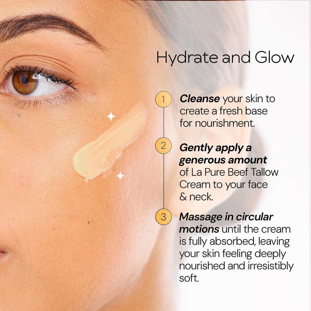 LA PURE Beef Tallow Face Cream oatmeal and raw honey gentle soothing for sensitive skin.