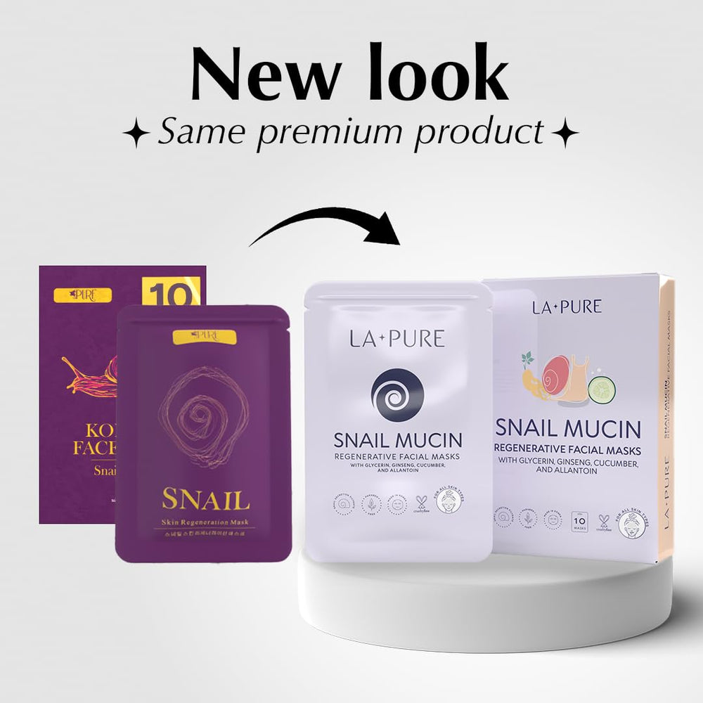 LA PURE Snail Mucin Mask being applied on skin for even essence delivery.