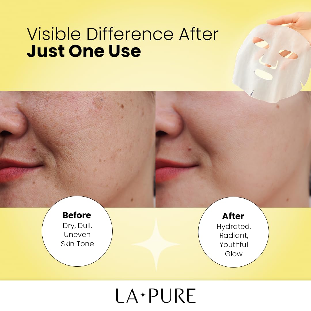 LA PURE Snail Mucin Mask with hyaluronic acid offers deep hydration for dry skin.