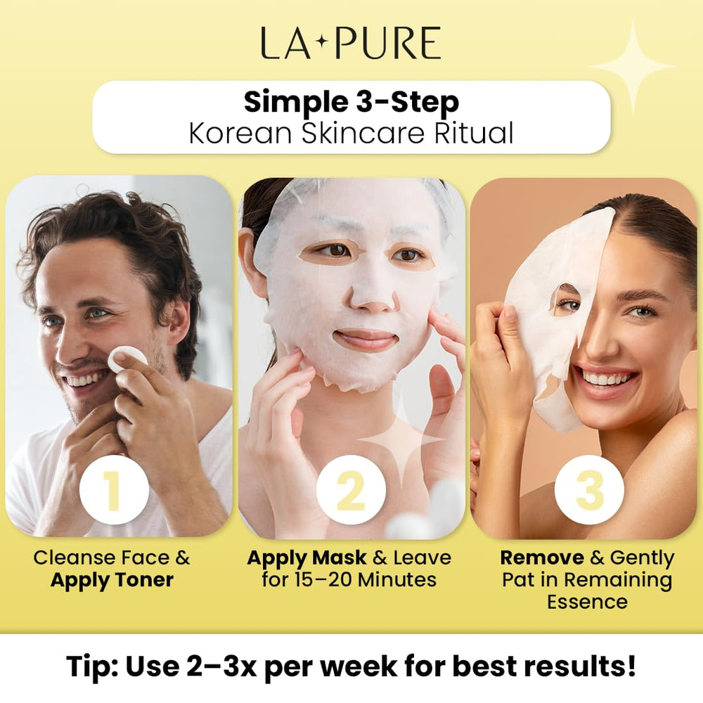 LA PURE Snail Mucin Mask pre-event use for radiant skin.