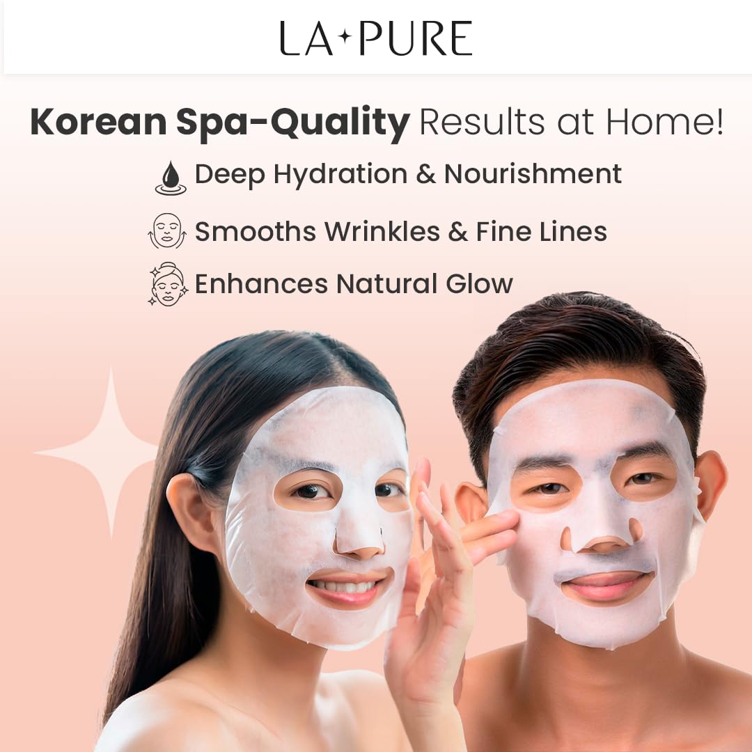 LA PURE Snail Mucin Mask sheet closeup reveals a soft cotton sheet and serum.
