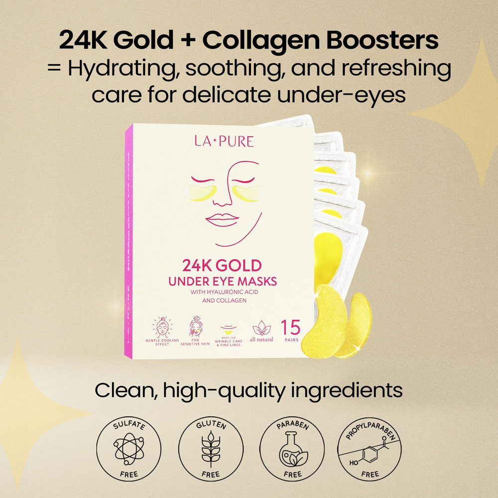 LA PURE patches with collagen on skin for gentle firming around the eye