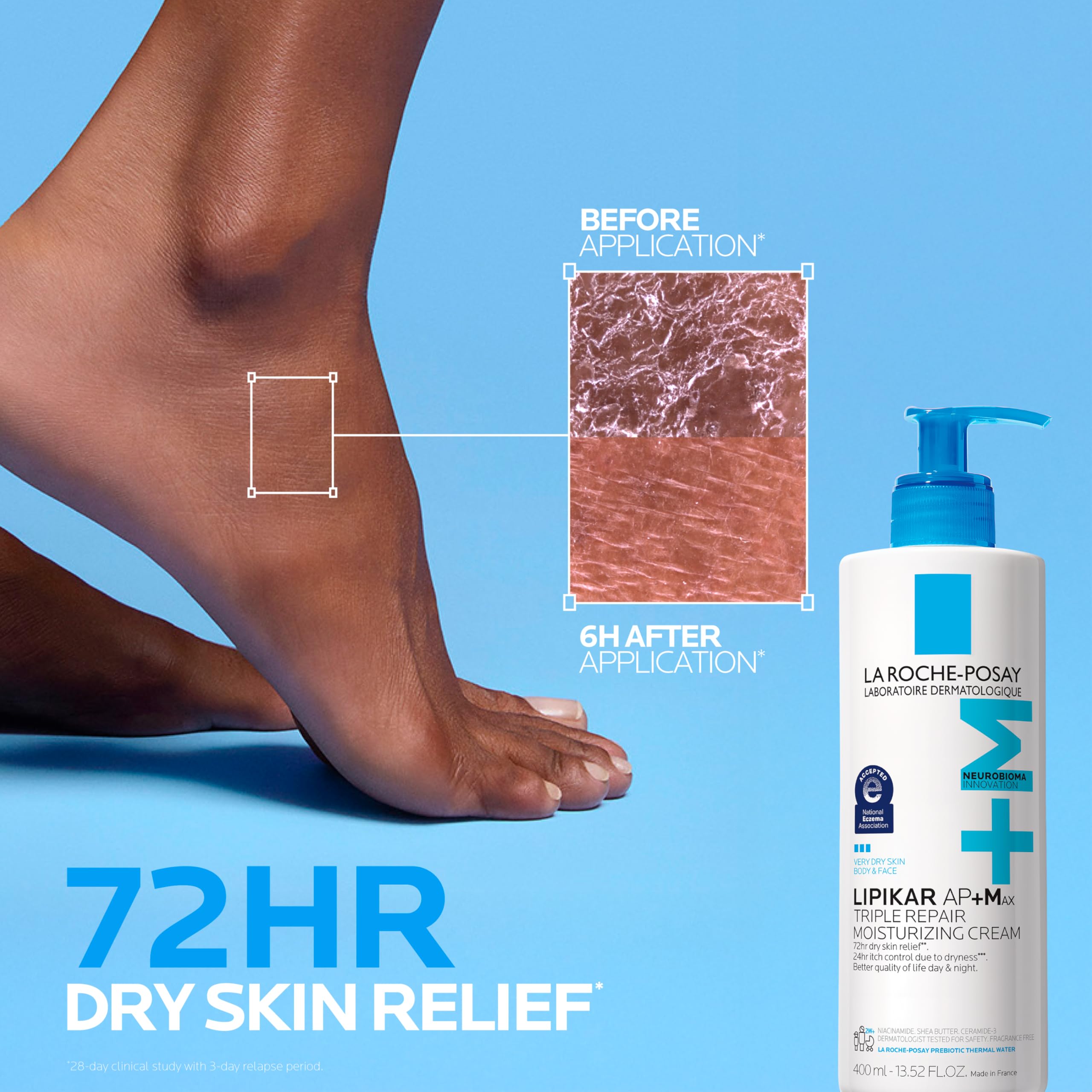 La Roche-Posay Lipikar AP+MAX ingredients label highlighting gentle, effective actives
