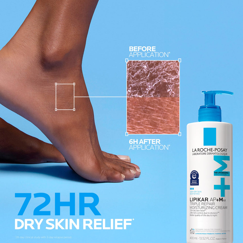 La Roche-Posay Lipikar AP+MAX ingredients label highlighting gentle, effective actives