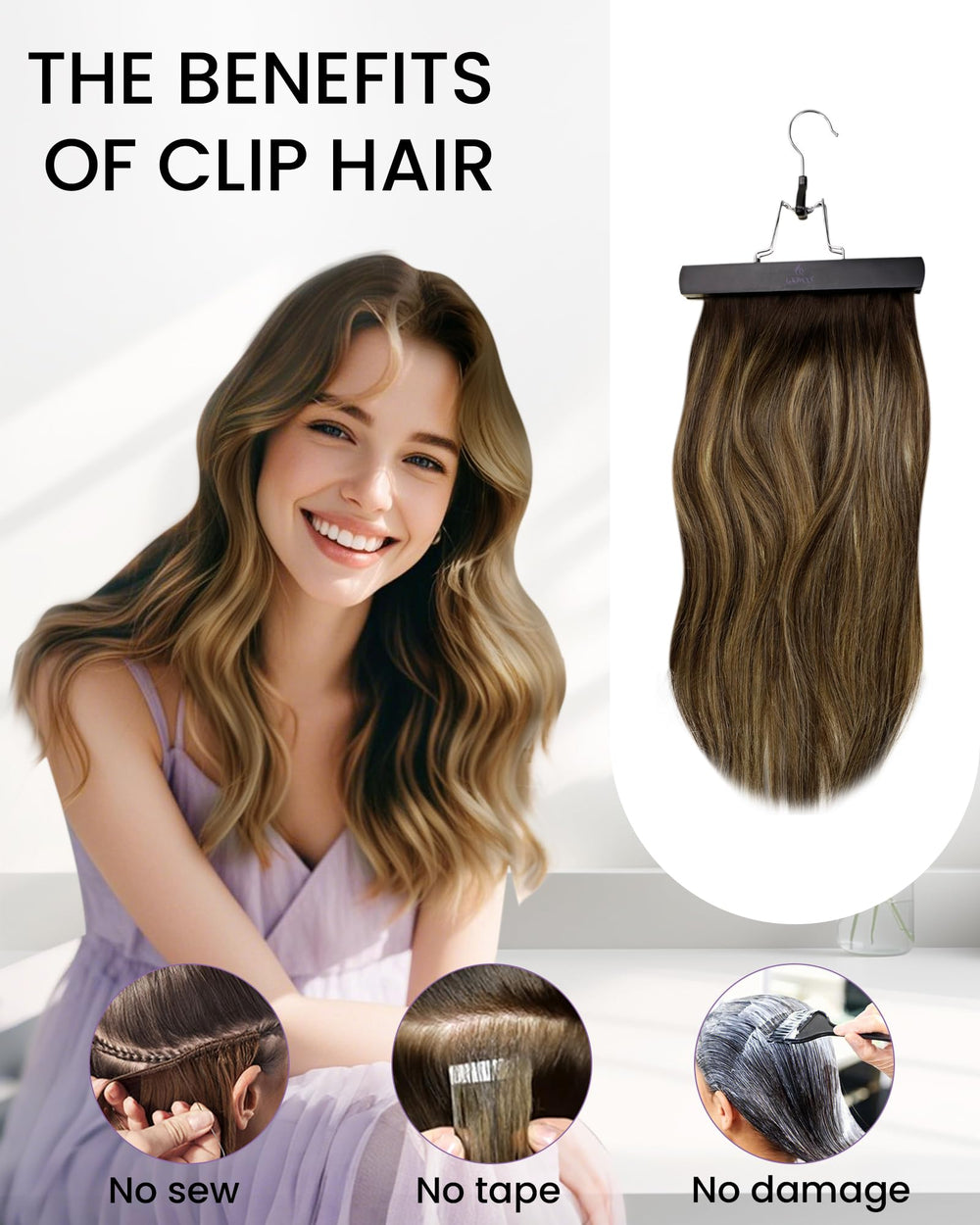 LaaVoo 18-inch clip-ins laid out to show length and potential volume.