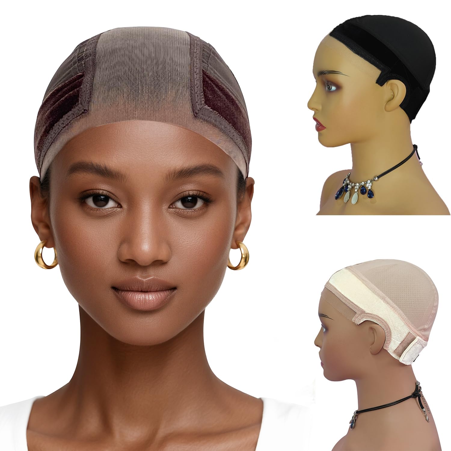Labhairs wig-cap grip-band adjustable-fit feature ensures day-long wear without slipping.