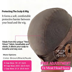 Labhairs wig-cap grip-band ear-area design shown for discreet wear and comfort.