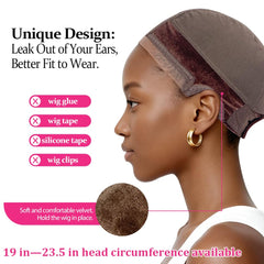 Labhairs transparent lace wig cap highlights discreet base for natural-looking wigs.