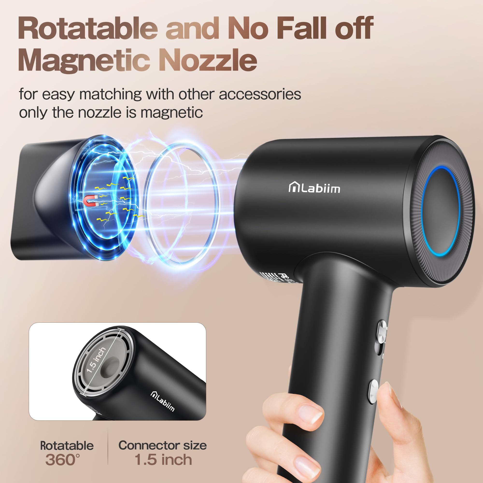 Labiim lightweight travel hair dryer for easy packing and comfort.