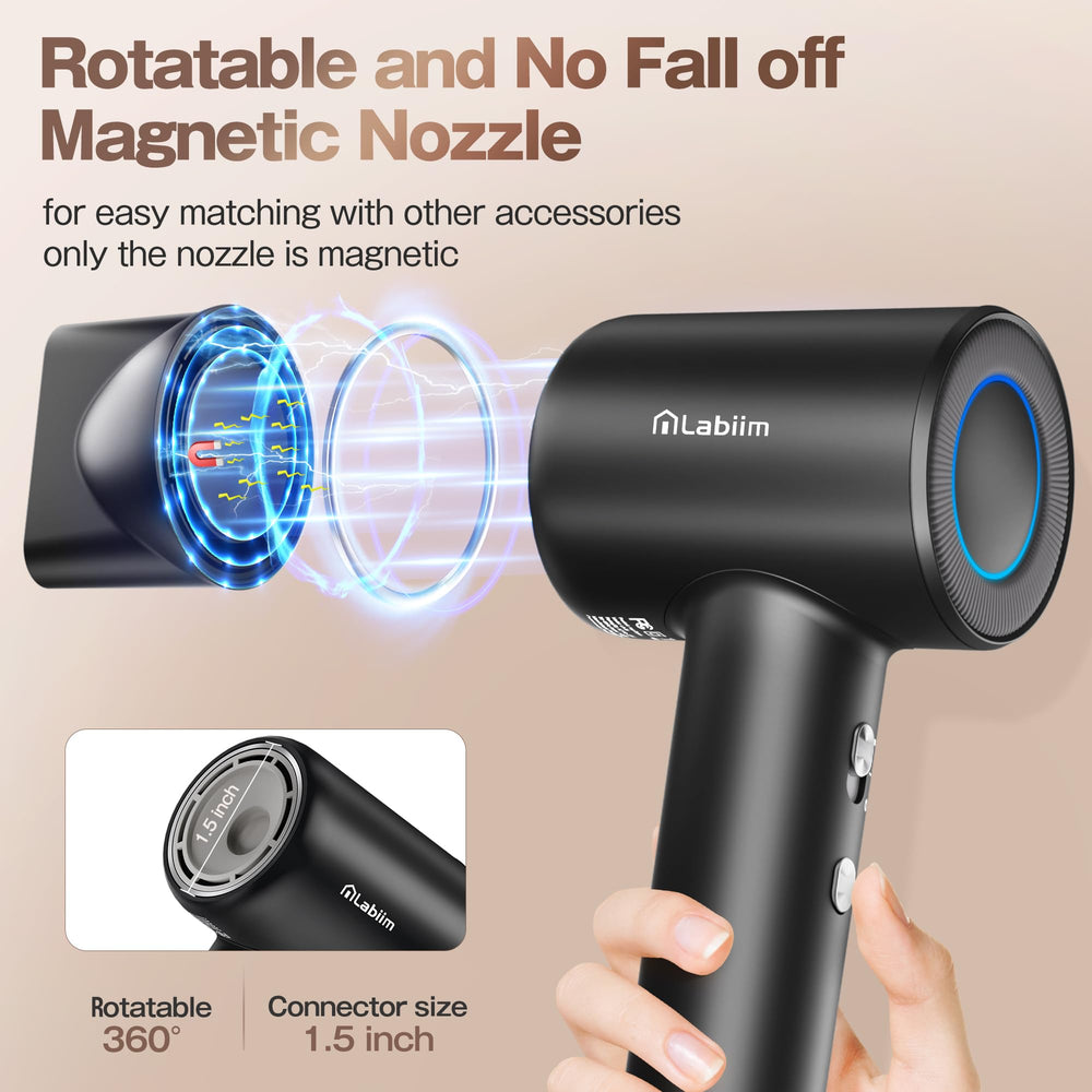 Labiim lightweight travel hair dryer for easy packing and comfort.