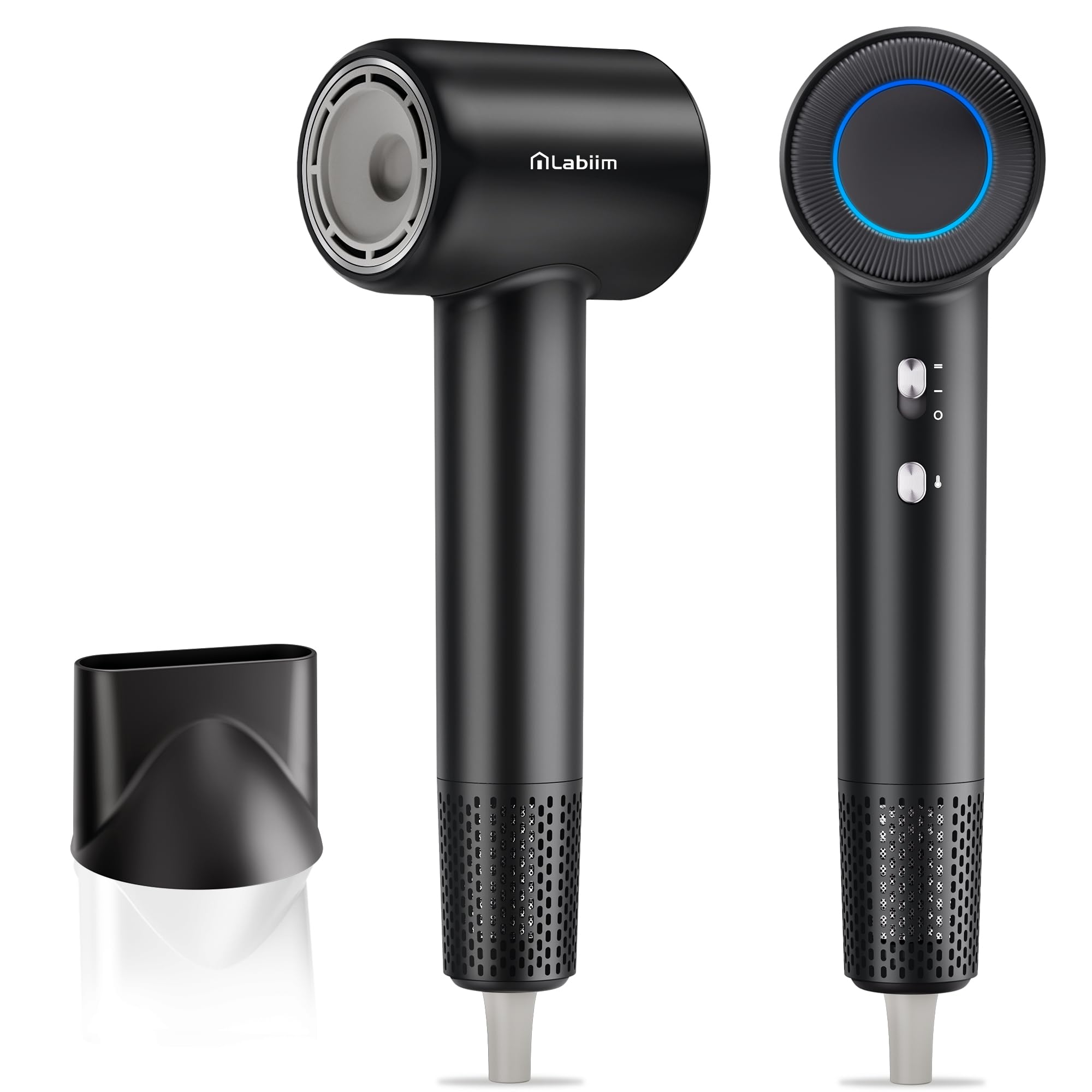 Labiim hair dryer with magnetic nozzle for fast, precise styling.