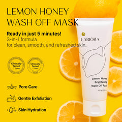 Labiora Lemon Honey Face Mask wash-off application on damp skin demonstrates easy spreading.