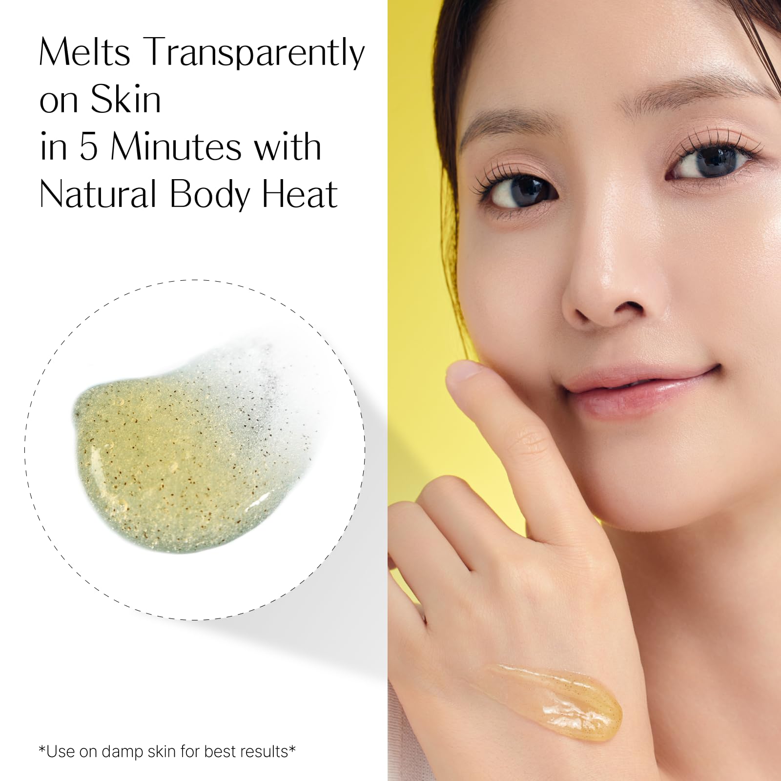 Labiora Lemon Honey Face Mask texture on face shows fine polish particles.