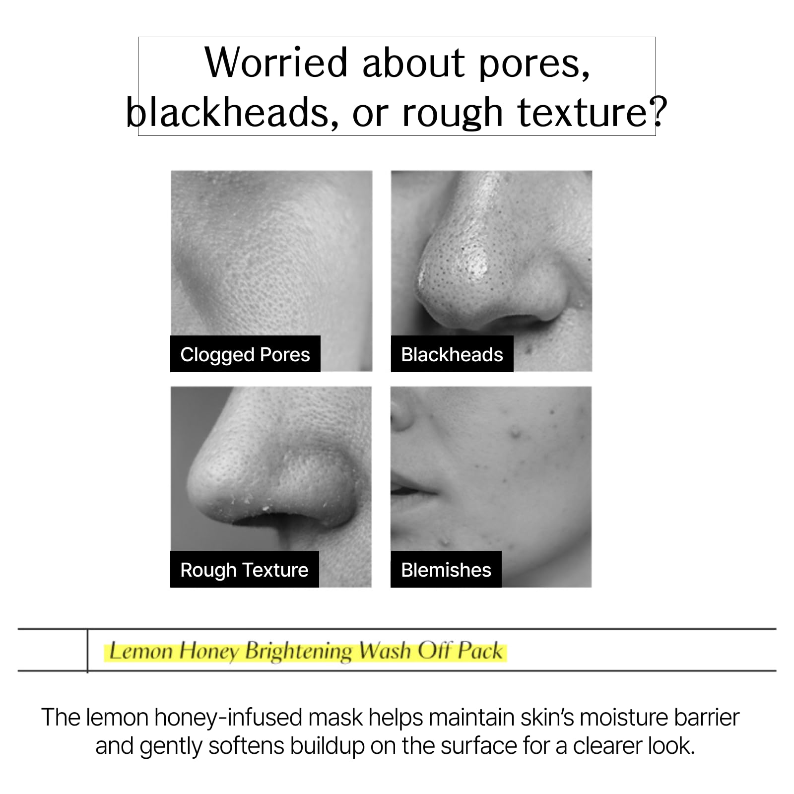 Labiora Lemon Honey Face Mask after use, smoother-looking skin with reduced roughness.
