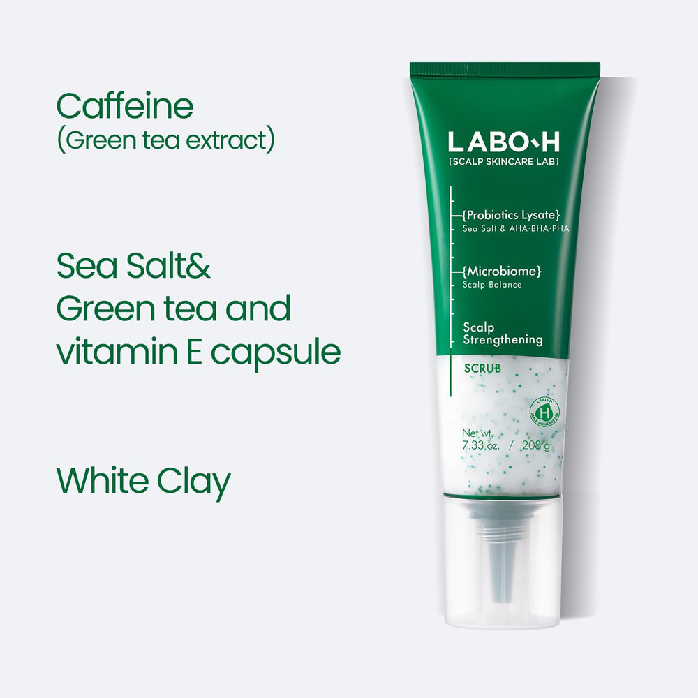 LABO-H salt-and-tea ingredients close-up highlights mineral cleanse and refreshing scent.