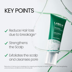 LABO-H scalp scrub texture close-up shows exfoliating grains for gentle renewal.