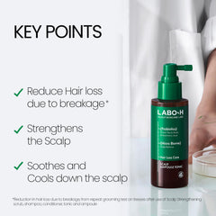 LABO-H Scalp Strengthening Spray in-hand application showing easy scalp revitalization.
