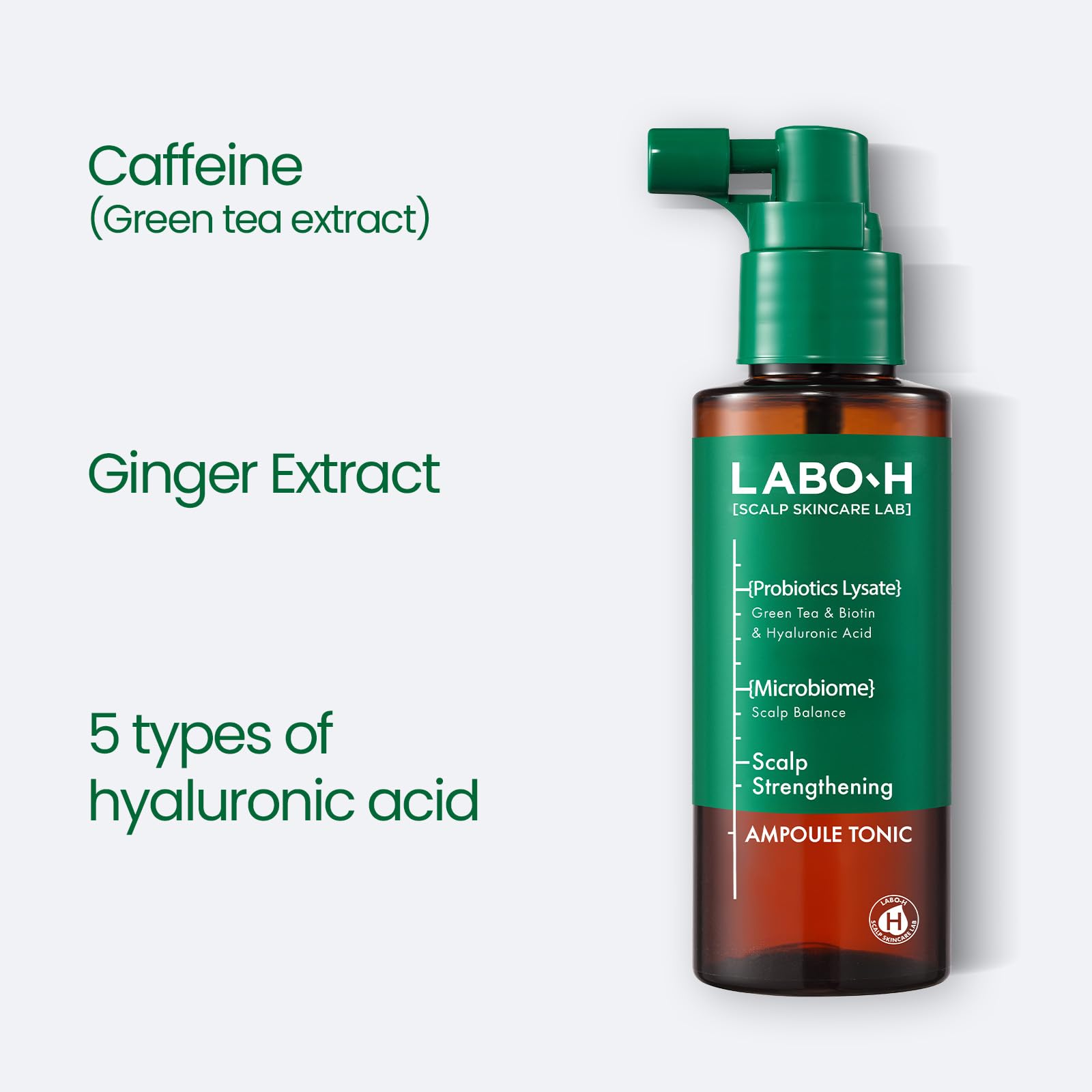 LABO-H Scalp Strengthening Spray nozzle closeup for precise coverage.
