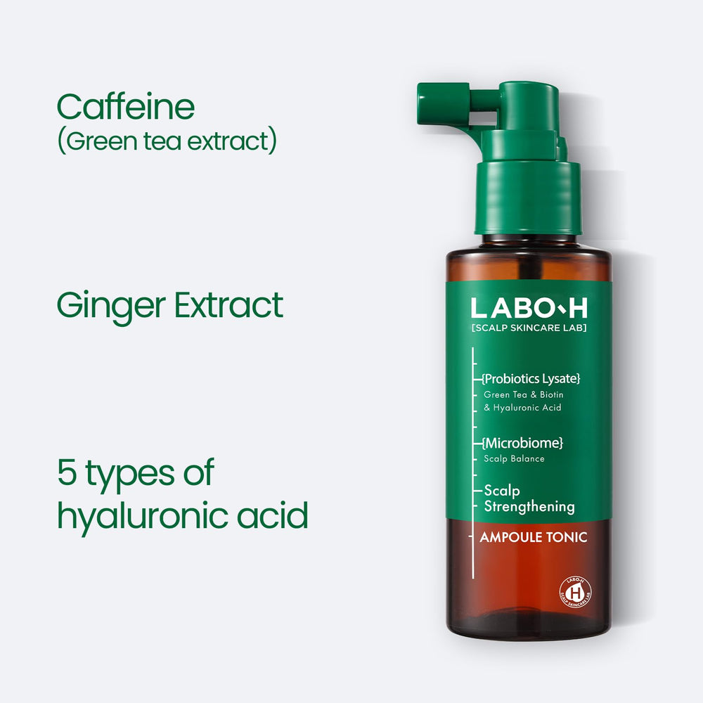 LABO-H Scalp Strengthening Spray nozzle closeup for precise coverage.