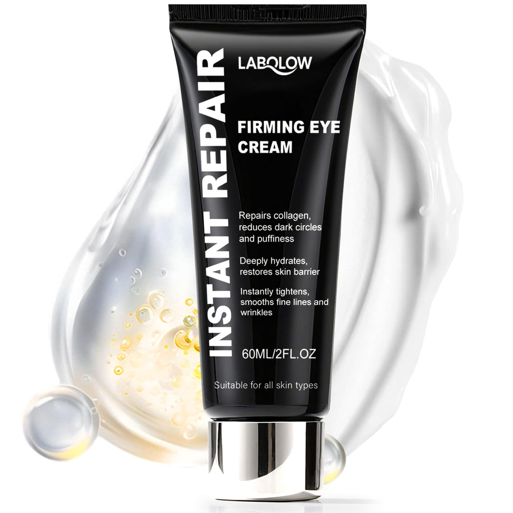 LABOLOW Temporary Instant Eye Tightener Cream bottle close-up highlights puffiness reduction.