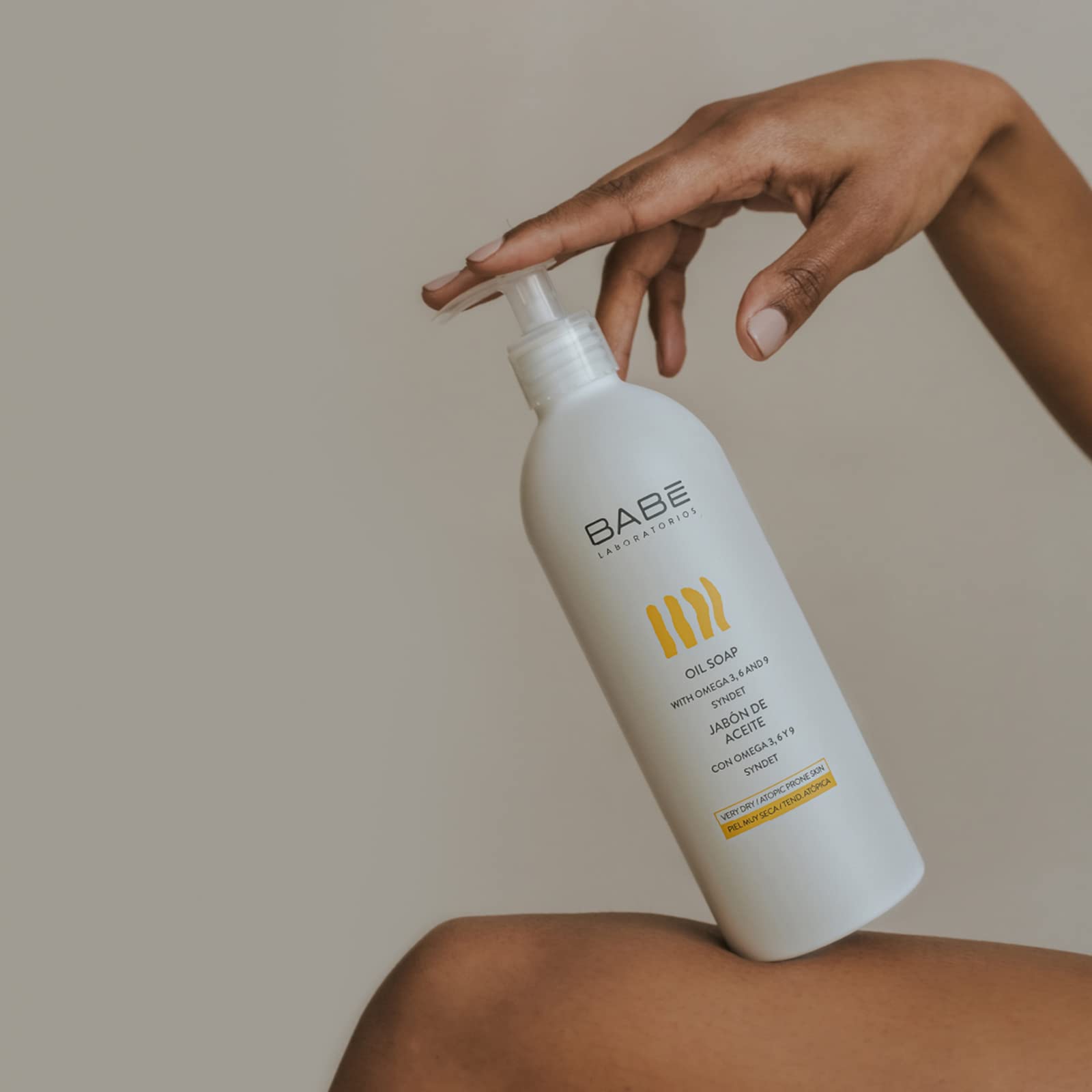 LABORATORIOS BABE Babe Laboratorios Oil Soap 500ml fragrance-free icon signals gentle, irritation-minimizing formula.