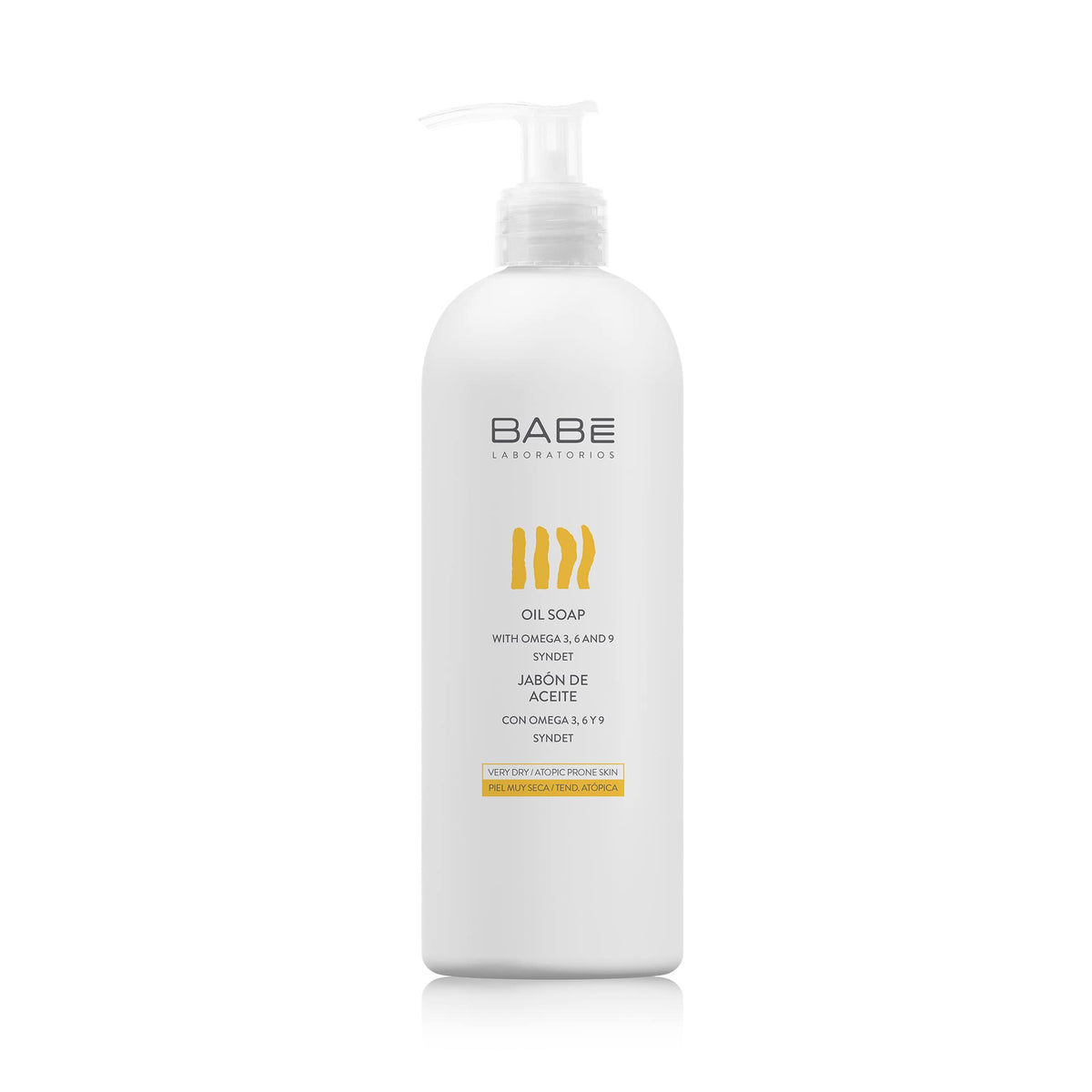 LABORATORIOS BABE Babe Laboratorios Oil Soap 500ml front bottle demonstrates gentle cleansing with skin hydration.