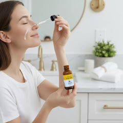 Droplet application of LaClaire serum showing simple nightly use