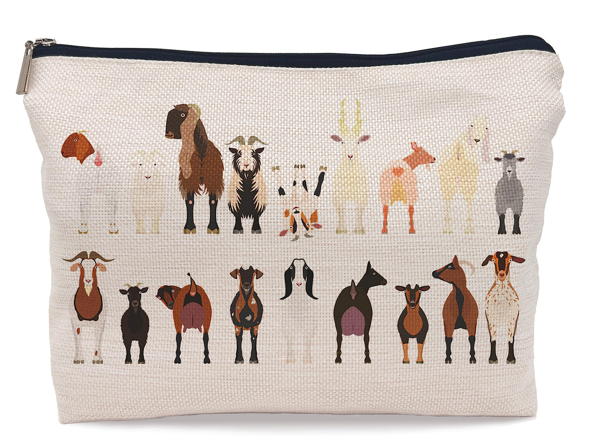 Lacosu cartoon goats makeup bag pouch keeps cosmetics organized for travel touch-ups