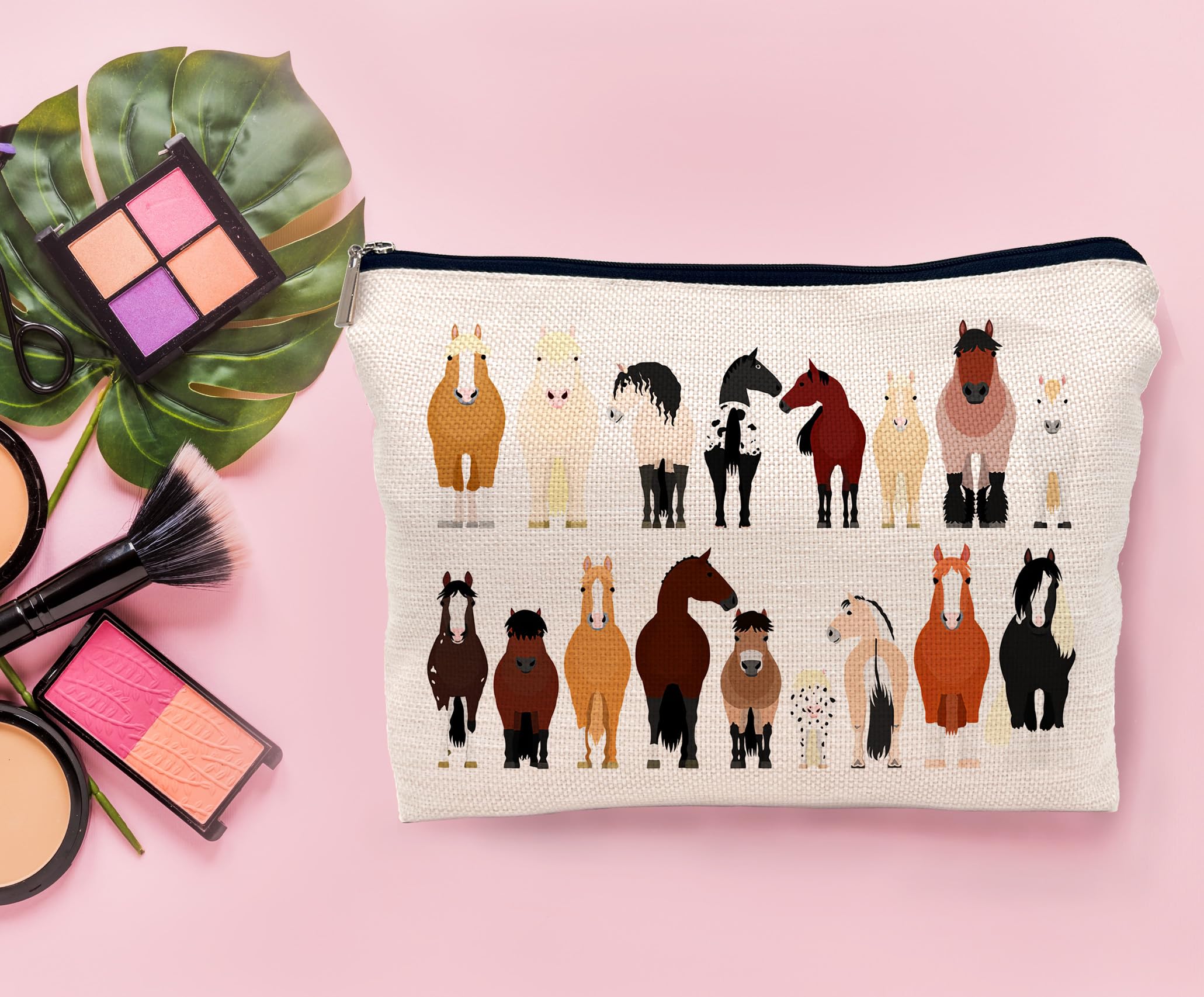 Lacosu makeup bag with cartoon horse breeds for stylish organization