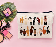 Lacosu makeup bag with cartoon horse breeds for stylish organization