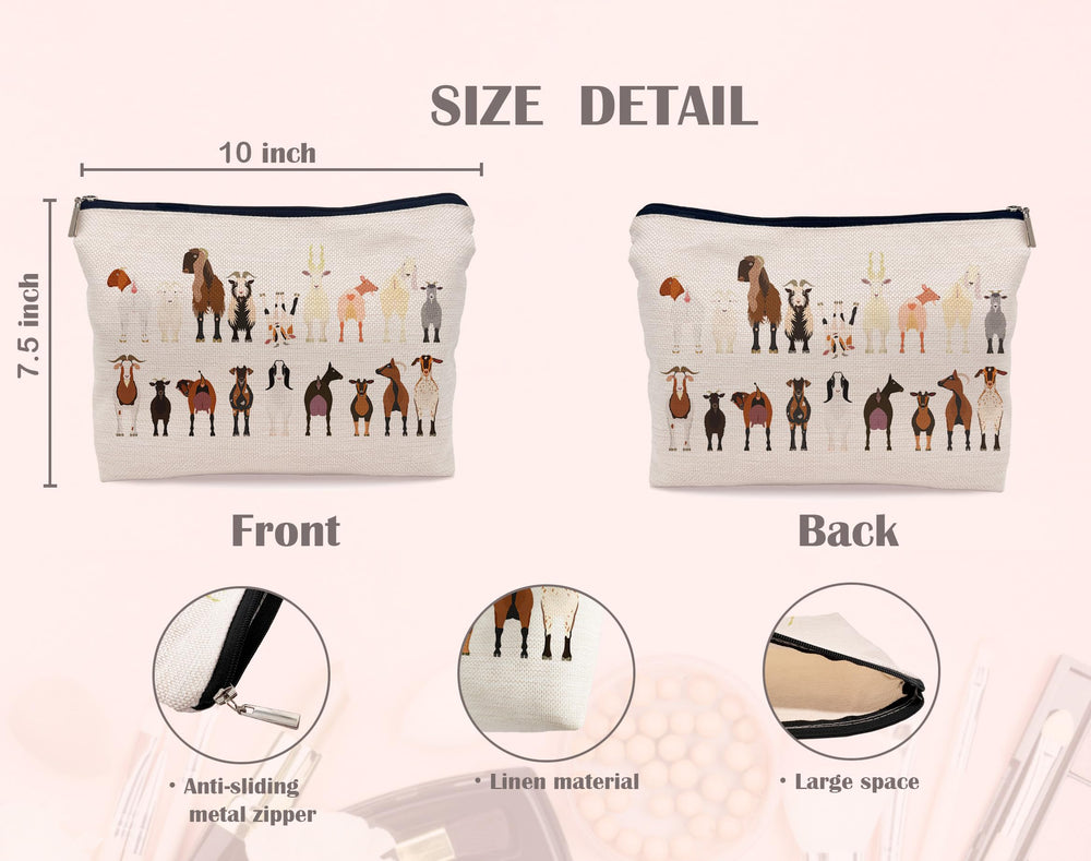 Lacosu cartoon goat cosmetic organizer with zipper supports jewelry and toiletries