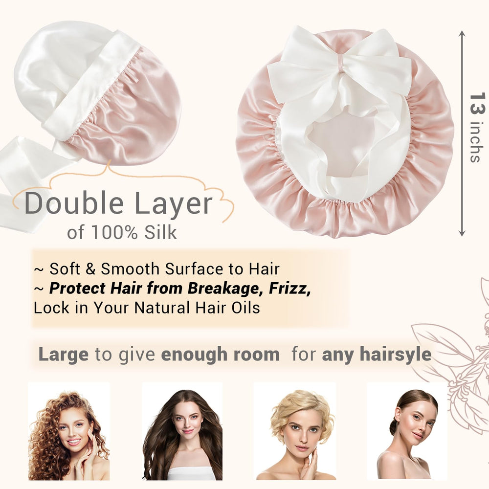 LaCourse OEKO-TEX certified label highlights chemical-free, safe silk sleep cap.