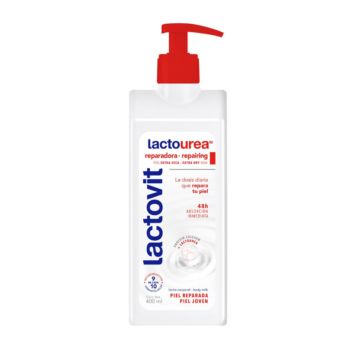 Lactovit Lactourea Body Milk bottle highlights deep moisturization for dry skin