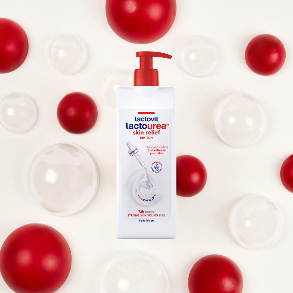 Lactovit Lactourea dry skin test area demonstrates relief and elasticity.