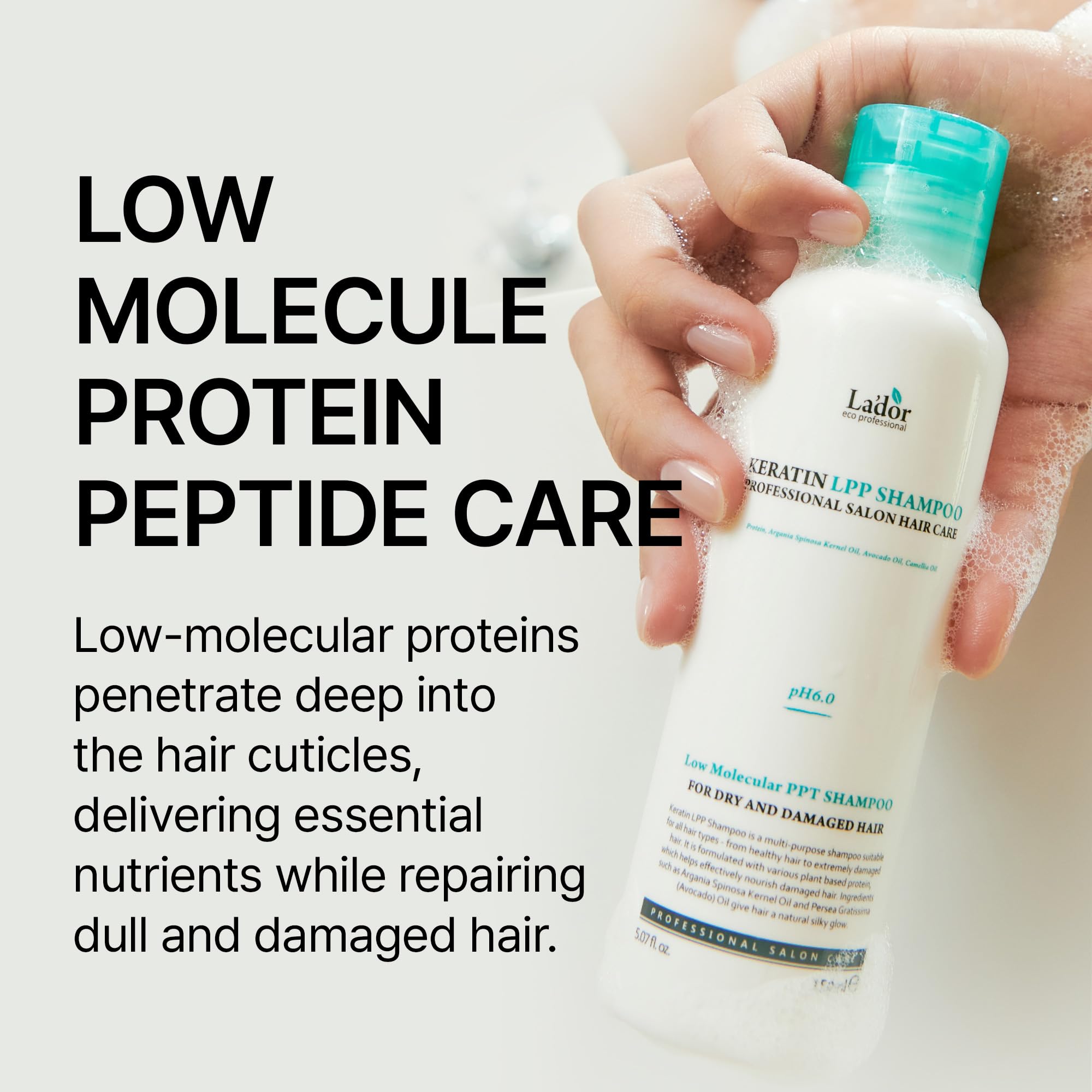 LA'DOR packaging highlights pH balanced formula free from silicones