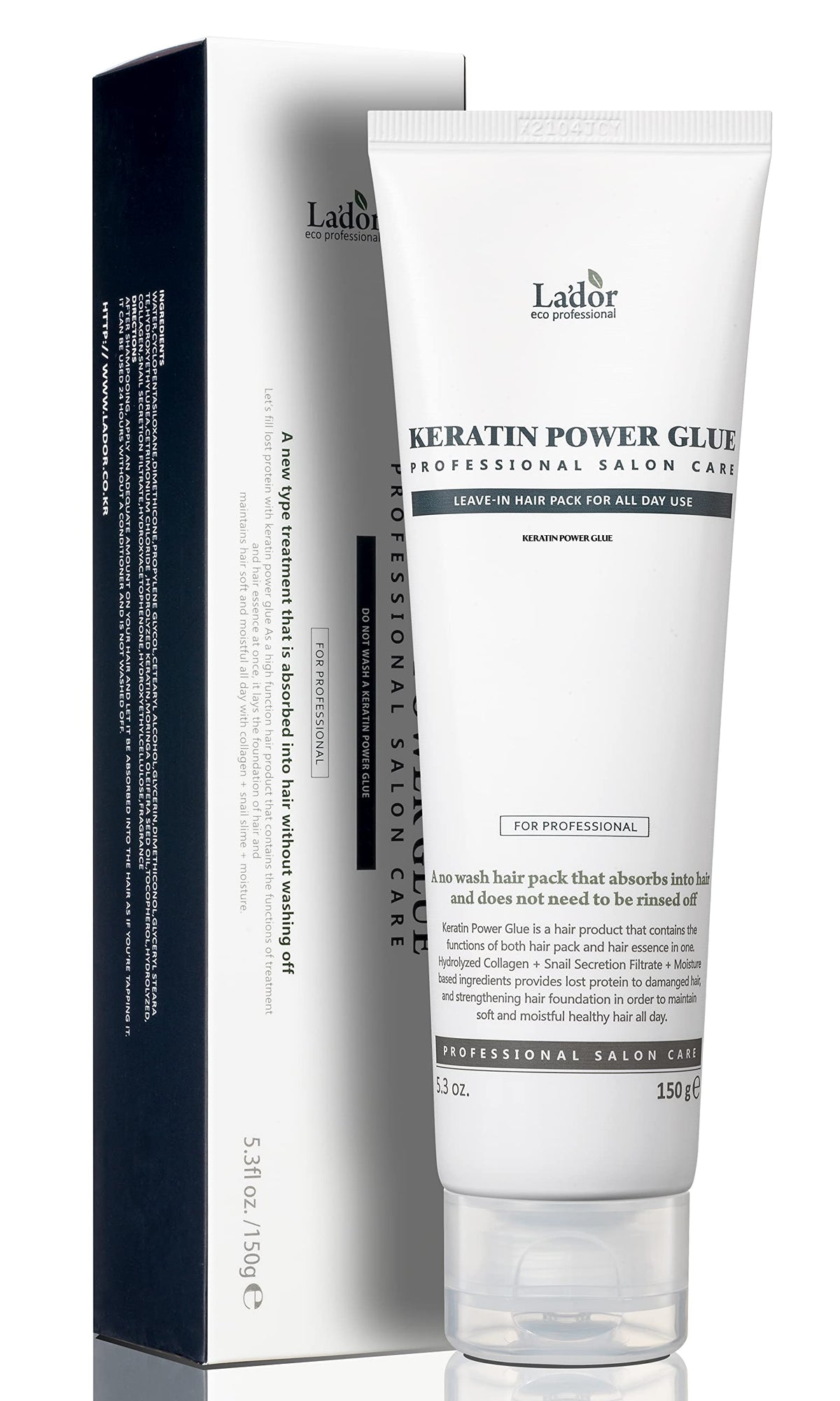 LA'DOR Keratin Power Glue bottle shows glossy finish and heat protection