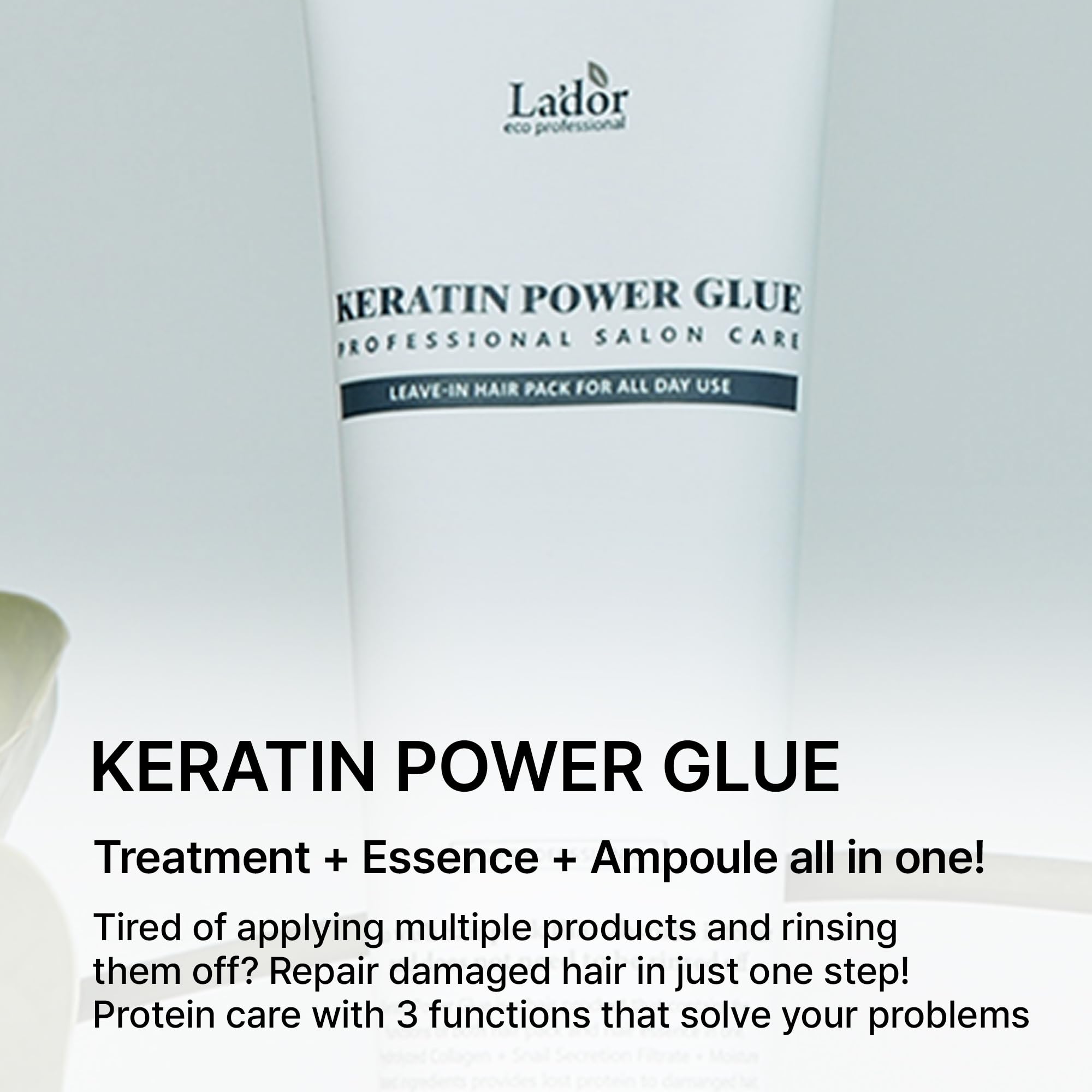 LA'DOR Keratin Power Glue applied as leave-in for shine