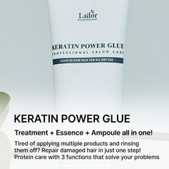 LA'DOR Keratin Power Glue applied as leave-in for shine