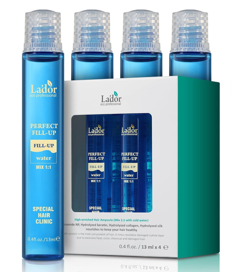 LADOR Perfect Hair Fill-Up bottle highlights quick salon-grade conditioning for dry, damaged hair
