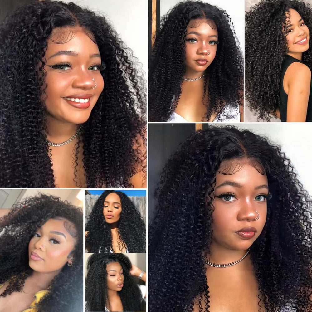 Ladoux kinky curly lace front supports middle or side parting for flexible styling