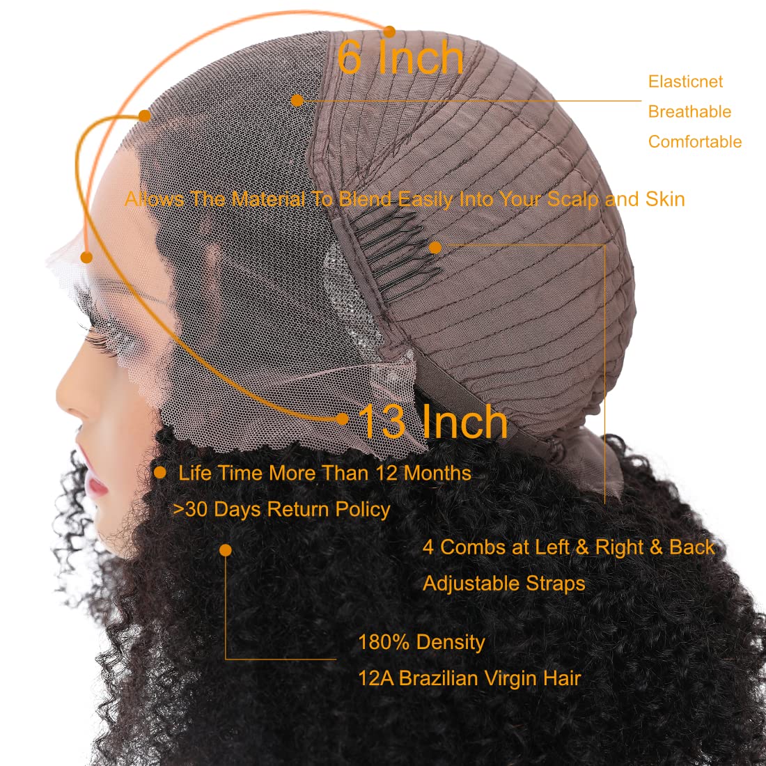Ladoux kinky curly wig with Swiss lace cap delivering breathable comfort and invisible hairline