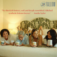 Lady May Tallow whipped tallow texture close-up, rich moisture for daily skin care