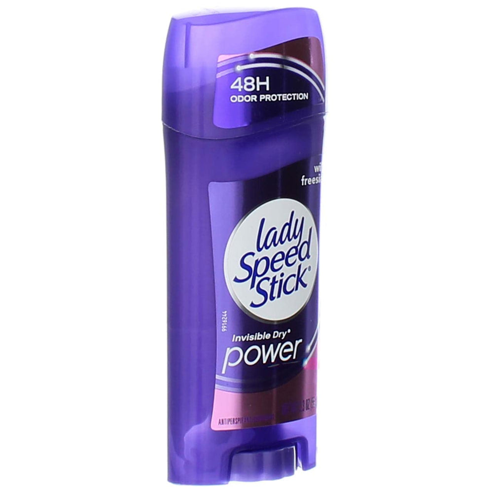 Lady Speed Stick Wild Freesia fragrance cap highlights scent renewal technology.
