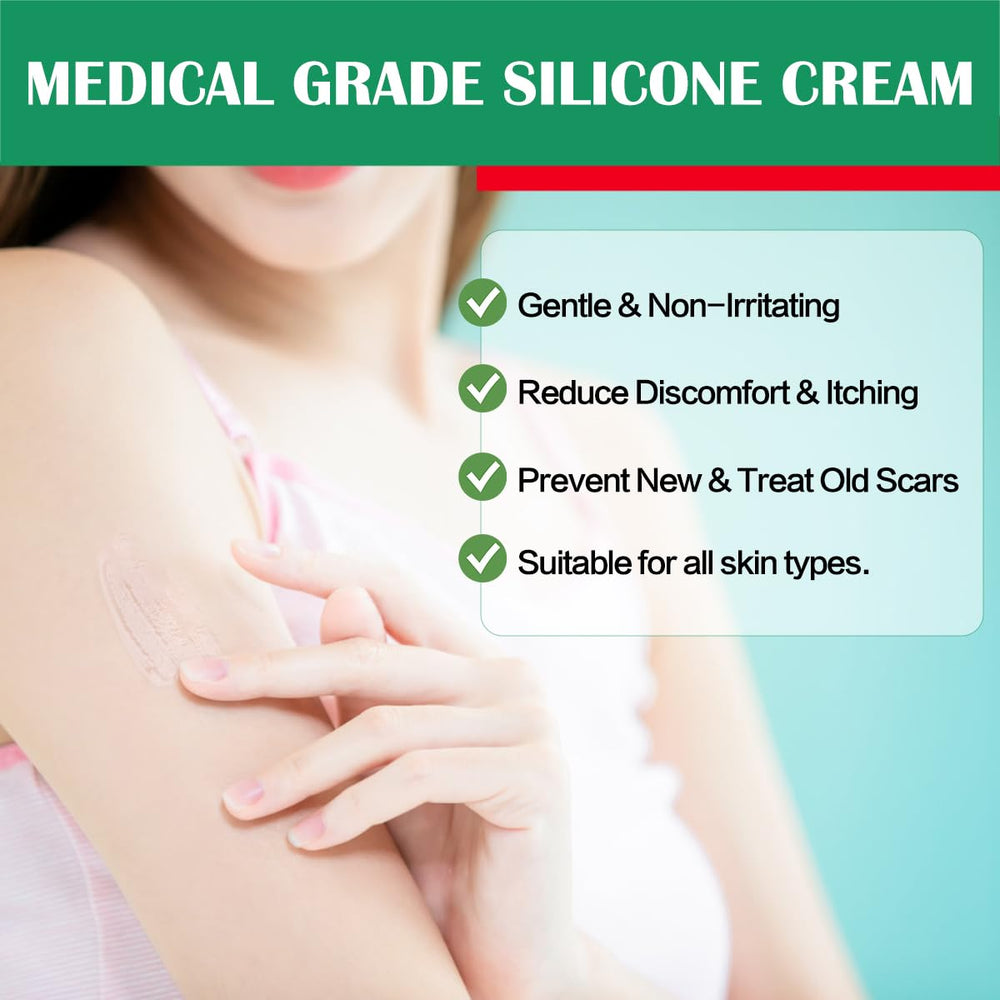 Ladygo face and body scar gel on skin demonstrates versatile use for face and body.